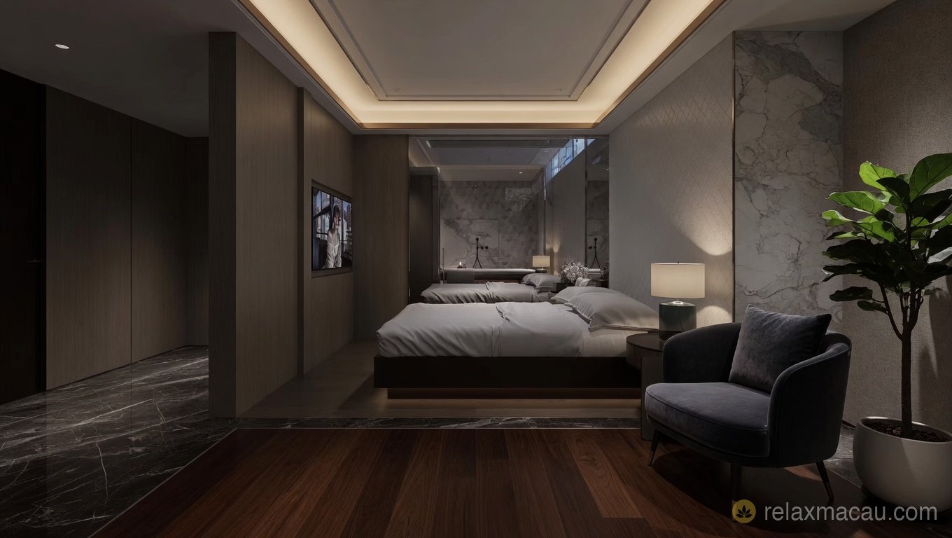 Luxury themed suite inside a Macau sauna
